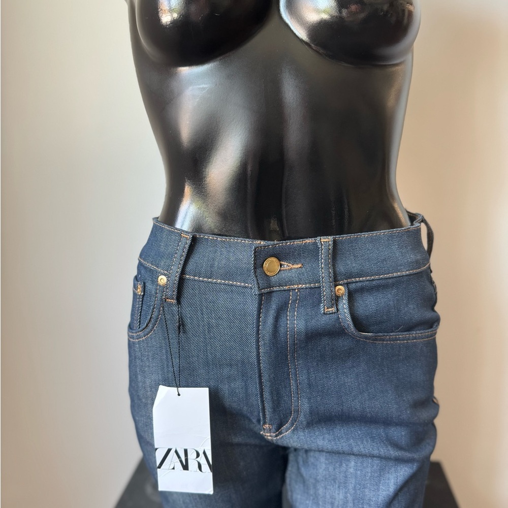 Zara Women's Bootcut Cropped Blue Jeans Size 36 USA 4 New